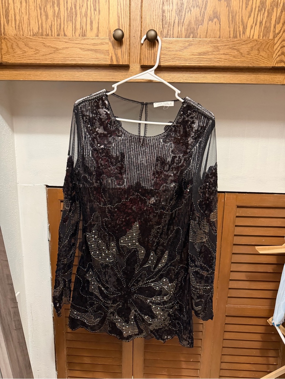 12th Tribe Amber Nights Black Beaded Mini Dress